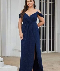 Ever-Pretty US SHOP BY OCCASION Plus Size V-Neck Cold Shoulder Floor-Length Evening Dress