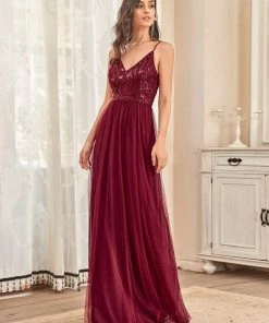 Ever-Pretty US Soft Spaghetti Straps V-Neck Embroidery Evening Dress SHOP BY OCCASION