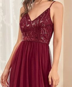 Ever-Pretty US Soft Spaghetti Straps V-Neck Embroidery Evening Dress SHOP BY OCCASION