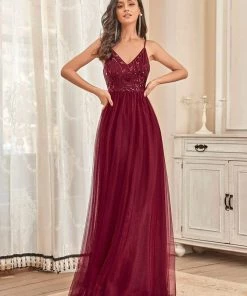 Ever-Pretty US Soft Spaghetti Straps V-Neck Embroidery Evening Dress SHOP BY OCCASION