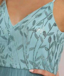 Ever-Pretty US Soft Spaghetti Straps V-Neck Embroidery Evening Dress SHOP BY OCCASION