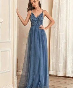 Ever-Pretty US Soft Spaghetti Straps V-Neck Embroidery Evening Dress SHOP BY OCCASION