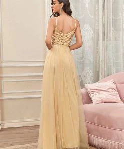 Ever-Pretty US Soft Spaghetti Straps V-Neck Embroidery Evening Dress SHOP BY OCCASION