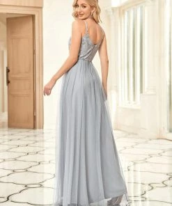 Ever-Pretty US Soft Spaghetti Straps V-Neck Embroidery Evening Dress SHOP BY OCCASION