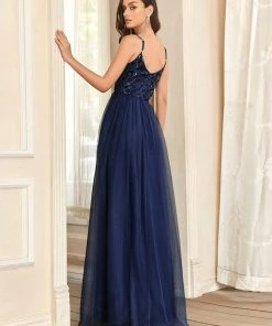 Ever-Pretty US Soft Spaghetti Straps V-Neck Embroidery Evening Dress SHOP BY OCCASION