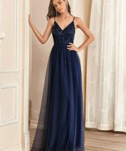Ever-Pretty US Soft Spaghetti Straps V-Neck Embroidery Evening Dress SHOP BY OCCASION