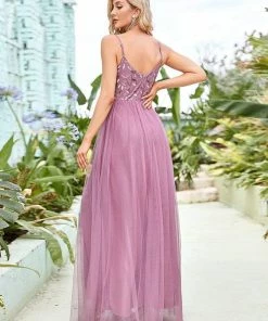 Ever-Pretty US Soft Spaghetti Straps V-Neck Embroidery Evening Dress SHOP BY OCCASION