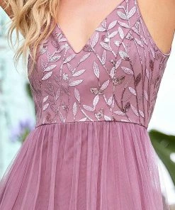 Ever-Pretty US Soft Spaghetti Straps V-Neck Embroidery Evening Dress SHOP BY OCCASION