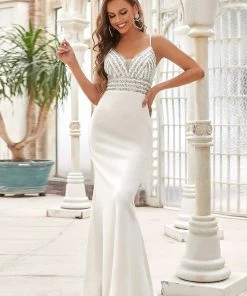 Ever-Pretty US SHOP BY OCCASION Sequin Stripe Plunging V-neck Bodycon Evening Dress