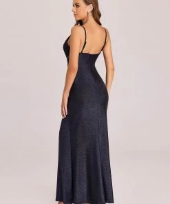Ever-Pretty US Spaghetti Strap V-Neck High Slit Mesh Panel Evening Dress SHOP BY OCCASION
