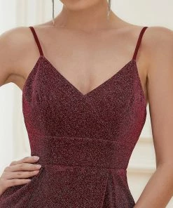 Ever-Pretty US Spaghetti Strap Front Slit Shiny Evening Dress SHOP BY OCCASION