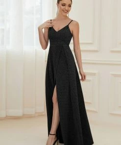 Ever-Pretty US Spaghetti Strap Front Slit Shiny Evening Dress SHOP BY OCCASION