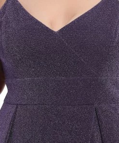 Ever-Pretty US Plus Size Spaghetti Strap Front Slit Shiny Formal Evening Dress SHOP BY OCCASION