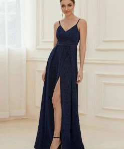 Ever-Pretty US Spaghetti Strap Front Slit Shiny Evening Dress SHOP BY OCCASION