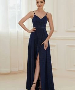Ever-Pretty US Spaghetti Strap Front Slit Shiny Evening Dress SHOP BY OCCASION