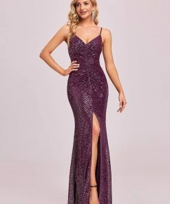 Ever-Pretty US SHOP BY OCCASION Ruched High Front Slit Bodycon Fishtail Evening Dress