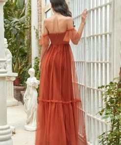 Ever-Pretty US Off-Shoulder Sweetheart Double Layer Pleated Evening Dress