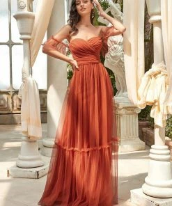 Ever-Pretty US Off-Shoulder Sweetheart Double Layer Pleated Evening Dress