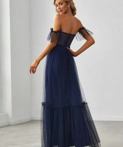 Ever-Pretty US Off-Shoulder Sweetheart Double Layer Pleated Evening Dress