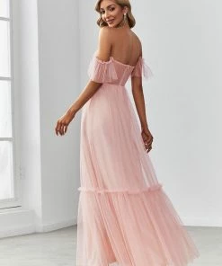 Ever-Pretty US Off-Shoulder Sweetheart Double Layer Pleated Evening Dress