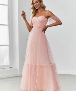 Ever-Pretty US Off-Shoulder Sweetheart Double Layer Pleated Evening Dress