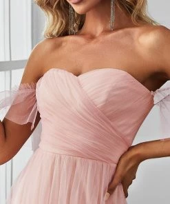 Ever-Pretty US Off-Shoulder Sweetheart Double Layer Pleated Evening Dress