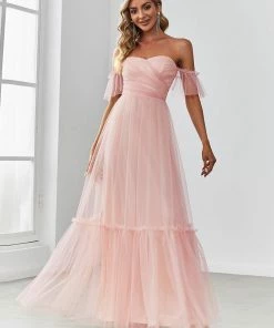 Ever-Pretty US Off-Shoulder Sweetheart Double Layer Pleated Evening Dress