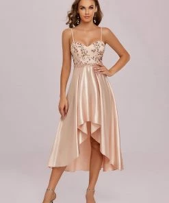 Ever-Pretty US Spaghetti Strap Sequin Cherry Blossom High Low Evening Dress SHOP BY OCCASION