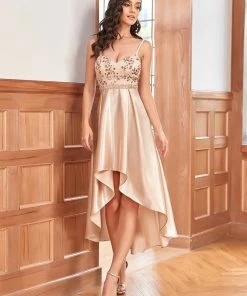 Ever-Pretty US Spaghetti Strap Sequin Cherry Blossom High Low Evening Dress SHOP BY OCCASION