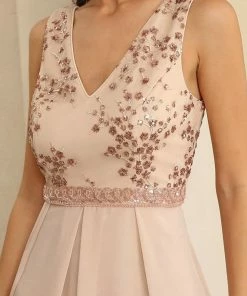 Ever-Pretty US Sleeveless V-Neck Sequin Cherry Blossom High-Low Evening Dress