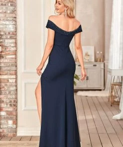 Ever-Pretty US SHOP BY OCCASION Off-Shoulder Sequin Bodycon Front Slit Evening Dress