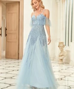 Ever-Pretty US Illusion V-Neck Sequin Striped A-Line Evening Gown SHOP BY OCCASION 8 Ever-Pretty US Illusion V-Neck Sequin Striped A-Line Evening Gown SHOP BY OCCASION