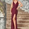 Ever-Pretty US Sleeveless V-Neck High Slit Sequin Evening Dress