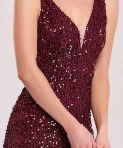 Ever-Pretty US Sleeveless V-Neck High Slit Sequin Evening Dress