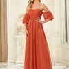 Ever-Pretty US Sequin A-Line Off-Shoulder Puffed Sleeve Ruched Evening Dress