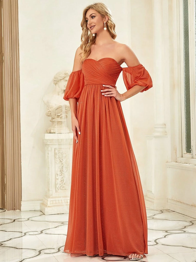 Ever-Pretty US Sequin A-Line Off-Shoulder Puffed Sleeve Ruched Evening Dress 1 Ever-Pretty US Sequin A-Line Off-Shoulder Puffed Sleeve Ruched Evening Dress