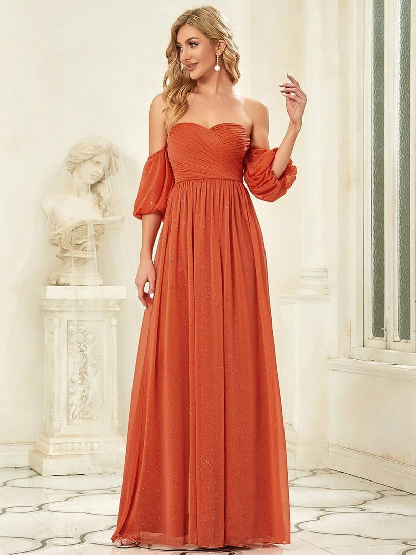 Ever-Pretty US Sequin A-Line Off-Shoulder Puffed Sleeve Ruched Evening Dress 4 Ever-Pretty US Sequin A-Line Off-Shoulder Puffed Sleeve Ruched Evening Dress
