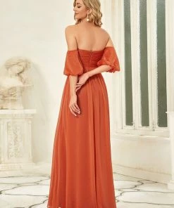 Ever-Pretty US Sequin A-Line Off-Shoulder Puffed Sleeve Ruched Evening Dress