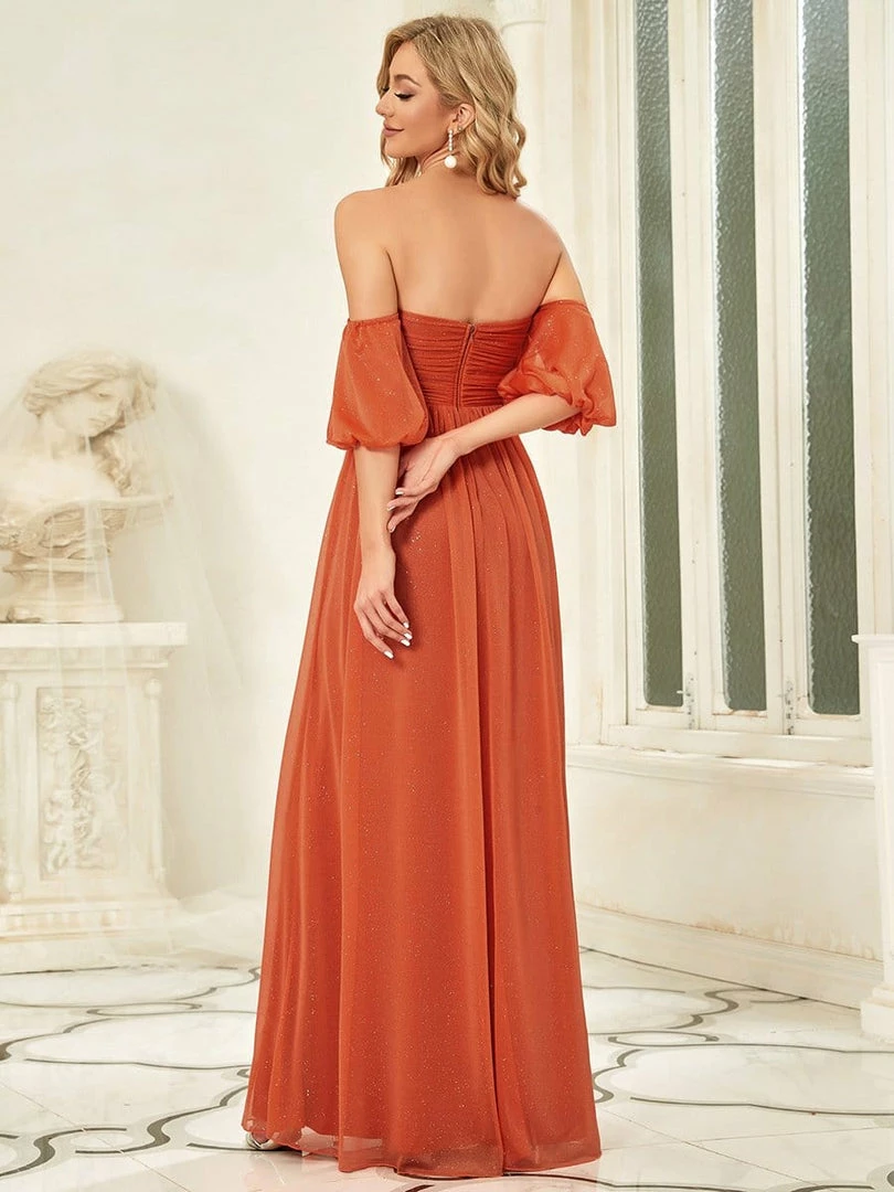 Ever-Pretty US Sequin A-Line Off-Shoulder Puffed Sleeve Ruched Evening Dress 2 Ever-Pretty US Sequin A-Line Off-Shoulder Puffed Sleeve Ruched Evening Dress