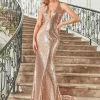 Ever-Pretty US SHOP BY OCCASION Sequin Halter Plunging V-Neck Backless Fishtail Evening Dress