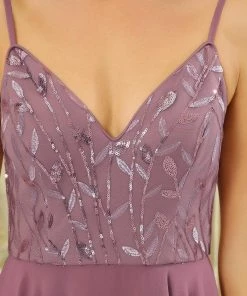 Ever-Pretty US Spaghetti Strap V-Neck Floral Sequin Uneven Hem Evening Dress SHOP BY OCCASION