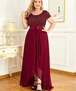 Ever-Pretty US Plus Size Chiffon Sequin Capped Sleeve Empire Waist Evening Dress SHOP BY OCCASION