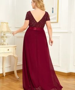 Ever-Pretty US SHOP BY OCCASION Chiffon Sequin Capped Sleeve Empire Waist Evening Dress