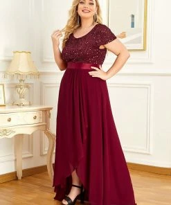 Ever-Pretty US Plus Size Chiffon Sequin Capped Sleeve Empire Waist Evening Dress SHOP BY OCCASION