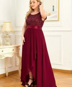 Ever-Pretty US Plus Size Chiffon Sequin Capped Sleeve Empire Waist Evening Dress SHOP BY OCCASION