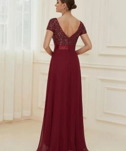 Ever-Pretty US SHOP BY OCCASION Chiffon Sequin Capped Sleeve Empire Waist Evening Dress