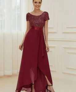 Ever-Pretty US SHOP BY OCCASION Chiffon Sequin Capped Sleeve Empire Waist Evening Dress