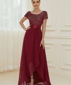 Ever-Pretty US SHOP BY OCCASION Chiffon Sequin Capped Sleeve Empire Waist Evening Dress