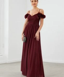 Ever-Pretty US Sparkling Off-Shoulder Floral V-Neck Evening Dress SHOP BY OCCASION