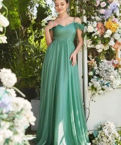 Ever-Pretty US Sparkling Off-Shoulder Floral V-Neck Evening Dress SHOP BY OCCASION